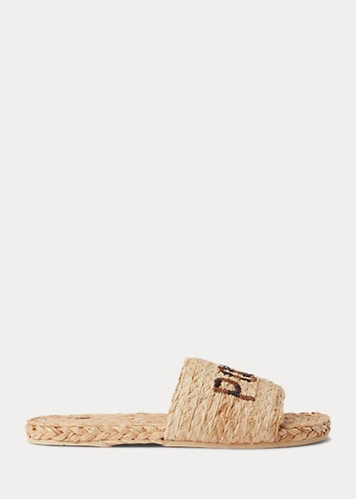 Hnědé dámské pantofle Ralph Lauren Raffia Logo Hnědé dámské pantofle Ralph Lauren Raffia Logo