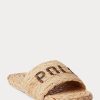 Hnědé dámské pantofle Ralph Lauren Raffia Logo Hnědé dámské pantofle Ralph Lauren Raffia Logo