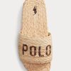 Hnědé dámské pantofle Ralph Lauren Raffia Logo Hnědé dámské pantofle Ralph Lauren Raffia Logo