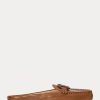 Hnědé dámské ploché boty Ralph Lauren Brynn Burnished Leather Driver