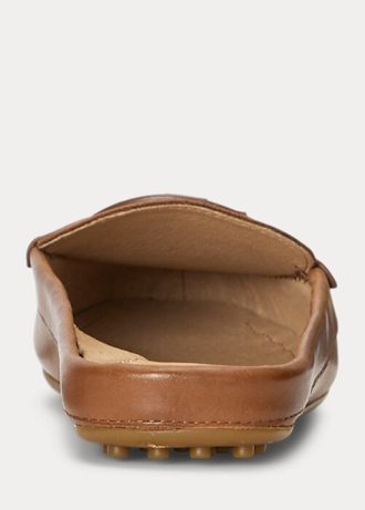 Hnědé dámské ploché boty Ralph Lauren Brynn Burnished Leather Driver