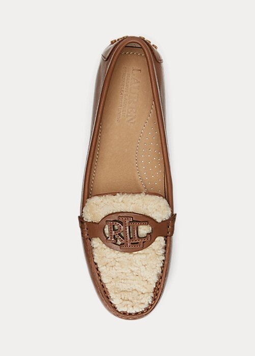 Hnědé dámské ploché boty Ralph Lauren Brynn Nappa Leather Driver Hnědé dámské ploché boty Ralph Lauren Brynn Nappa Leather Driver
