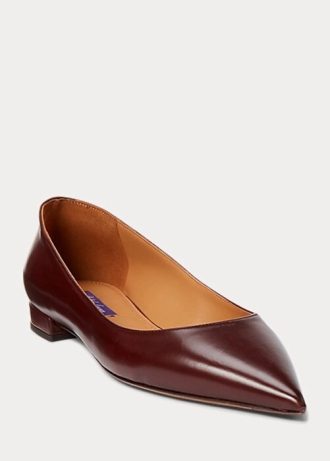 Hnědé dámské ploché boty Ralph Lauren Kendrya Ballet z telecí kůže Hnědé dámské ploché boty Ralph Lauren Kendrya Ballet z telecí kůže