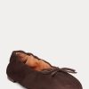 Hnědé dámské ploché boty Ralph Lauren The Suede Pony Ballet