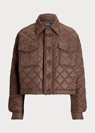 Hnědé dámské prošívané bundy Ralph Lauren odpuzující vodu