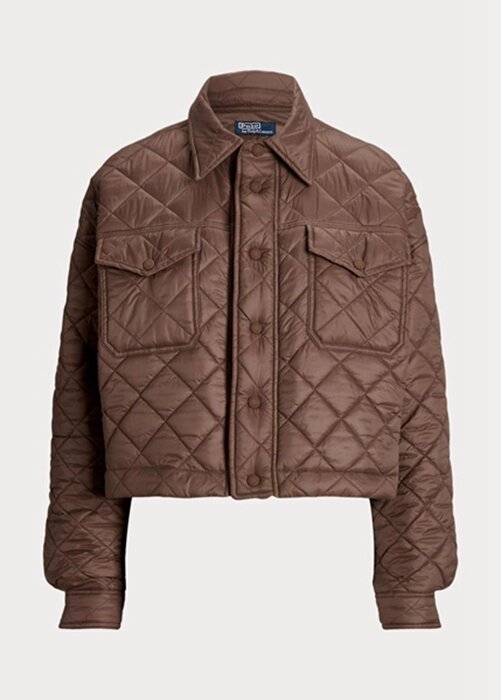 Hnědé dámské prošívané bundy Ralph Lauren odpuzující vodu Hnědé dámské prošívané bundy Ralph Lauren odpuzující vodu