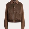 Hnědé dámské Ralph Lauren Hugh Lamb-Suede & Herringbone bundy