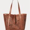 Hnědé dámské ručně vyrobené kožené kabelky Ralph Lauren Hnědé dámské ručně vyrobené kožené kabelky Ralph Lauren