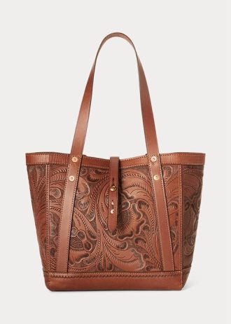Hnědé dámské ručně vyrobené kožené kabelky Ralph Lauren