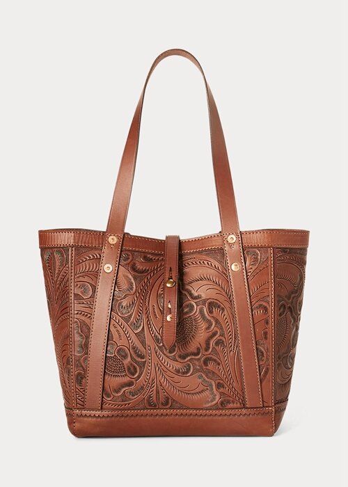 Hnědé dámské ručně vyrobené kožené kabelky Ralph Lauren Hnědé dámské ručně vyrobené kožené kabelky Ralph Lauren