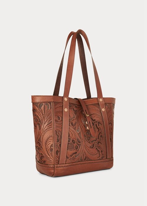 Hnědé dámské ručně vyrobené kožené kabelky Ralph Lauren Hnědé dámské ručně vyrobené kožené kabelky Ralph Lauren