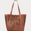 Hnědé dámské ručně vyrobené kožené kabelky Ralph Lauren Hnědé dámské ručně vyrobené kožené kabelky Ralph Lauren