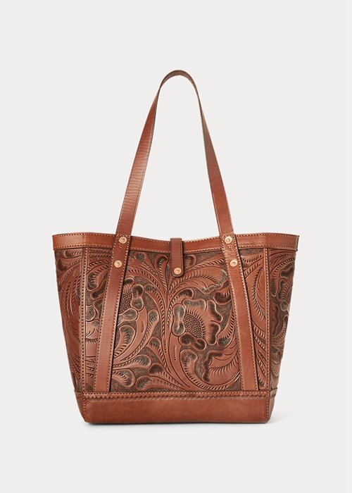 Hnědé dámské ručně vyrobené kožené kabelky Ralph Lauren Hnědé dámské ručně vyrobené kožené kabelky Ralph Lauren