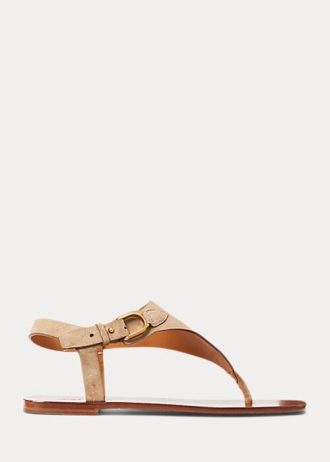Hnědé dámské sandály Ralph Lauren Delancie Welington Calf-Suede Hnědé dámské sandály Ralph Lauren Delancie Welington Calf-Suede