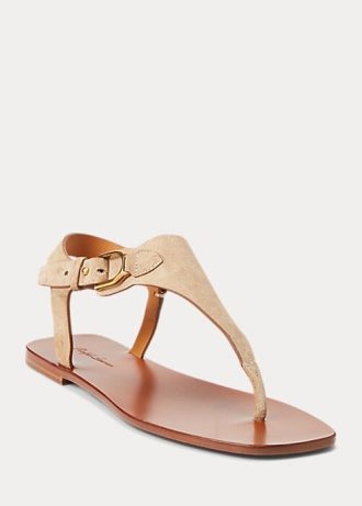 Hnědé dámské sandály Ralph Lauren Delancie Welington Calf-Suede Hnědé dámské sandály Ralph Lauren Delancie Welington Calf-Suede