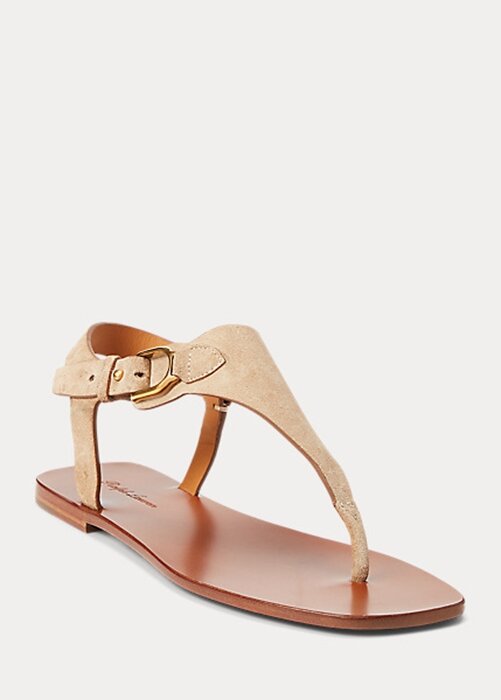Hnědé dámské sandály Ralph Lauren Delancie Welington Calf-Suede Hnědé dámské sandály Ralph Lauren Delancie Welington Calf-Suede