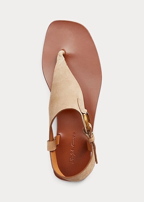Hnědé dámské sandály Ralph Lauren Delancie Welington Calf-Suede Hnědé dámské sandály Ralph Lauren Delancie Welington Calf-Suede