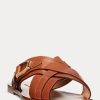 Hnědé dámské sandály Ralph Lauren Jacie Calfskin s třmenem
