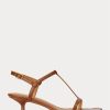 Hnědé dámské sandály Ralph Lauren Lambskin Kitten-Heel
