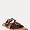 Hnědé dámské sandály z krokodýlí embosované kůže Ralph Lauren Ezra Hnědé dámské sandály z krokodýlí embosované kůže Ralph Lauren Ezra