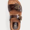 Hnědé dámské sandály z krokodýlí embosované kůže Ralph Lauren Ezra Hnědé dámské sandály z krokodýlí embosované kůže Ralph Lauren Ezra