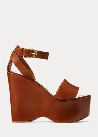 Hnědé dámské sandály z leštěné teletiny Ralph Lauren Zadie Hnědé dámské sandály z leštěné teletiny Ralph Lauren Zadie