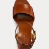 Hnědé dámské sandály z leštěné teletiny Ralph Lauren Zadie