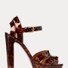 Hnědé dámské sandály z telecí kůže Ralph Lauren Callahan Patent Hnědé dámské sandály z telecí kůže Ralph Lauren Callahan Patent