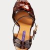Hnědé dámské sandály z telecí kůže Ralph Lauren Callahan Patent Hnědé dámské sandály z telecí kůže Ralph Lauren Callahan Patent