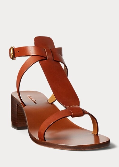 Hnědé dámské sandály z telecí kůže Ralph Lauren Dyllon Hnědé dámské sandály z telecí kůže Ralph Lauren Dyllon
