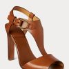 Hnědé dámské sandály z telecí kůže Ralph Lauren Emilie Welington