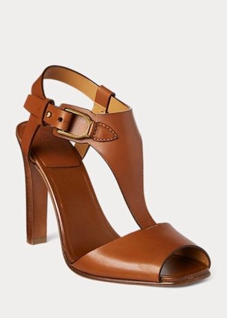 Hnědé dámské sandály z telecí kůže Ralph Lauren Emilie Welington Hnědé dámské sandály z telecí kůže Ralph Lauren Emilie Welington