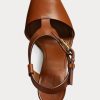 Hnědé dámské sandály z telecí kůže Ralph Lauren Emilie Welington