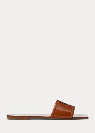 Hnědé dámské sandály z teletiny Ralph Lauren Andela Hnědé dámské sandály z teletiny Ralph Lauren Andela