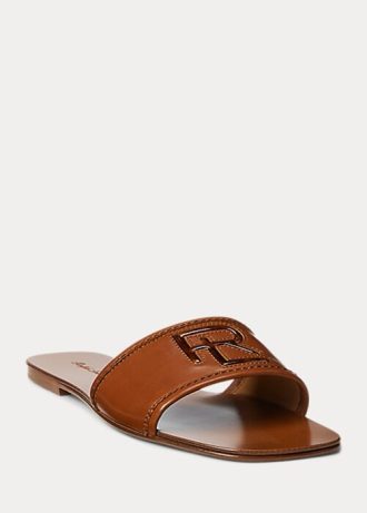 Hnědé dámské sandály z teletiny Ralph Lauren Andela Hnědé dámské sandály z teletiny Ralph Lauren Andela