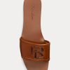 Hnědé dámské sandály z teletiny Ralph Lauren Andela