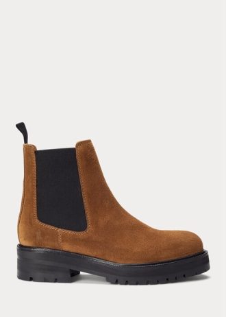 Hnědé dámské semišové boty Chelsea Ralph Lauren