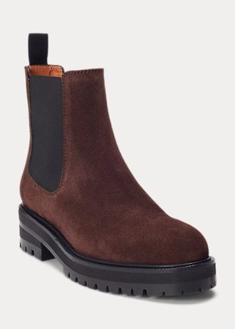 Hnědé dámské semišové boty Chelsea Ralph Lauren