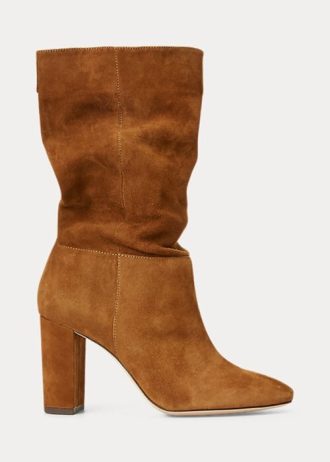 Hnědé dámské semišové boty Ralph Lauren Artizan