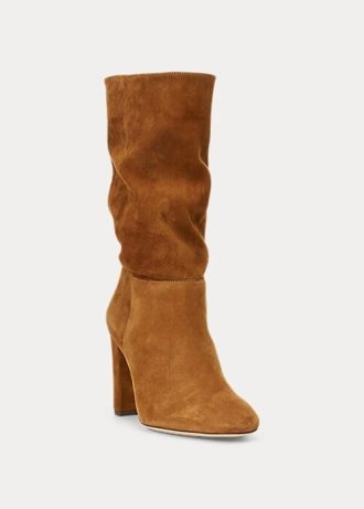 Hnědé dámské semišové boty Ralph Lauren Artizan