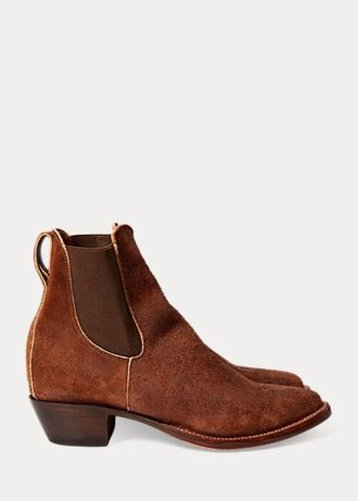 Hnědé dámské semišové boty Ralph Lauren Chelsea Plainview