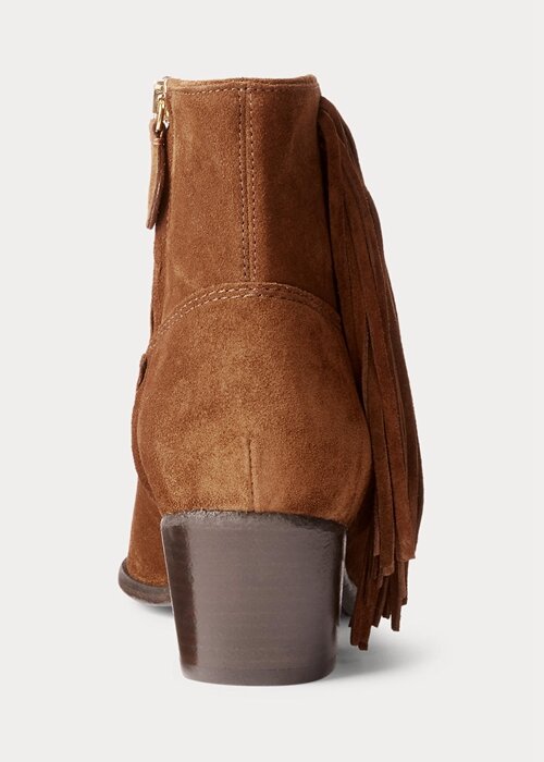 Hnědé dámské semišové boty Ralph Lauren Lucille s třásněmi Hnědé dámské semišové boty Ralph Lauren Lucille s třásněmi