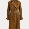 Hnědé dámské semišové kabáty Ralph Lauren Hnědé dámské semišové kabáty Ralph Lauren