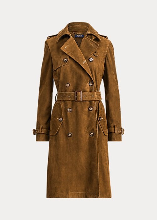 Hnědé dámské semišové kabáty Ralph Lauren Hnědé dámské semišové kabáty Ralph Lauren