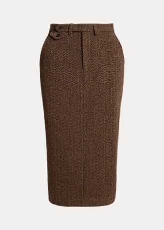 Hnědé dámské sukně Ralph Lauren Mychele Wool Herringbone Hnědé dámské sukně Ralph Lauren Mychele Wool Herringbone