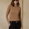 Hnědé dámské svetry Ralph Lauren Cashmere Crewneck Hnědé dámské svetry Ralph Lauren Cashmere Crewneck