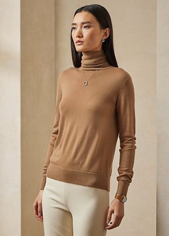 Hnědé dámské svetry Ralph Lauren Cashmere Rolák