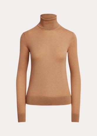 Hnědé dámské svetry Ralph Lauren Cashmere Rolák