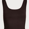 Hnědé dámské tílka Ralph Lauren Cupped Sueded Jersey