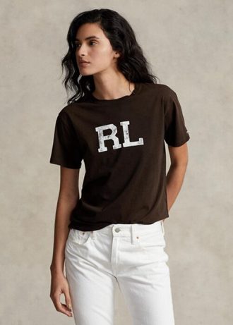 Hnědá dámská trička Ralph Lauren Rl Logo Jersey